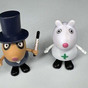 Peppa Pig Nurse Suzy Pedro Magician Figures Lot of 2 2.5" Inch Jazwares Toys